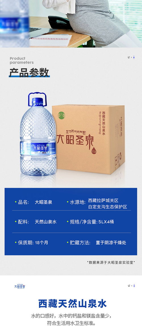 西藏大昭圣泉 純凈水飲用水礦泉水5l 4瓶整裝